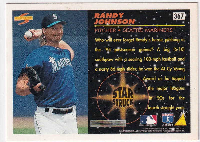 1996 PINNACLE #367 RANDY JOHNSON STAR STRUCK- SEATTLE MARINERS