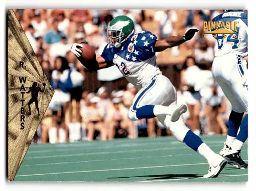 Original gloss football card of Ricky Watters in action from 1996 Pinnacle simply Sandoval