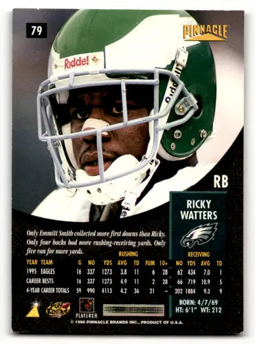 Original gloss Ricky Watters football card from 1996 Pinnacle Eagles collection