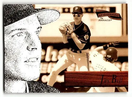 Original gloss baseball trading card of Jay Bell Pittsburgh Pirates from 1996 Pinnacle Aficionado
