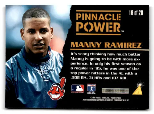Original gloss of Manny Ramirez baseball card from 1996 Pinnacle Pinnacle Power series
