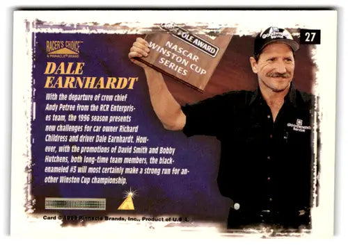 1996 Pinnacle Racer’s Choice #27 Dale Earnhardt’s Car NM Near Mint ID:81292 - Racing Card Single