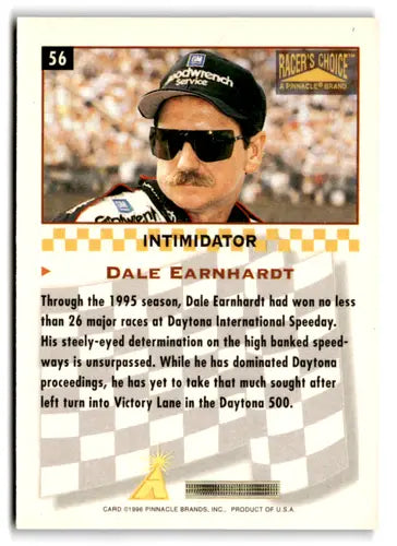 1996 Pinnacle Racer’s Choice #56 Dale Earnhardt NM Near Mint ID:81295 - Racing Card Single