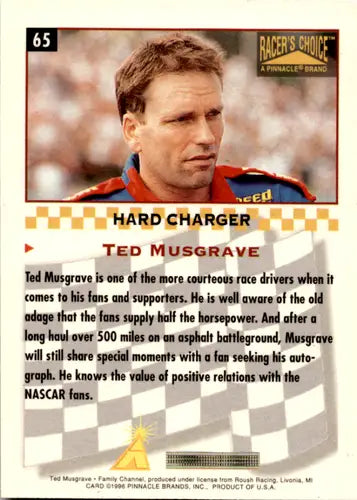 Original gloss Ted Musgrave trading card from Pinnacle Racer’s Choice series