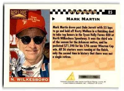 1996 Pinnacle Racer’s Choice #85 Mark Martin - Racing Card Single