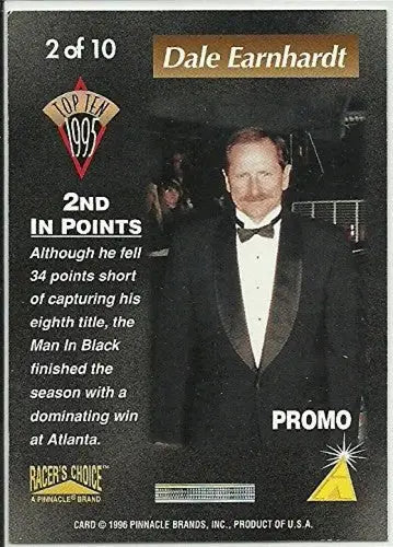 1996 Pinnacle Racer’s Choice Top Ten #P2 Dale Earnhardt NM-MT Promo ID:24240 - Racing Card Single