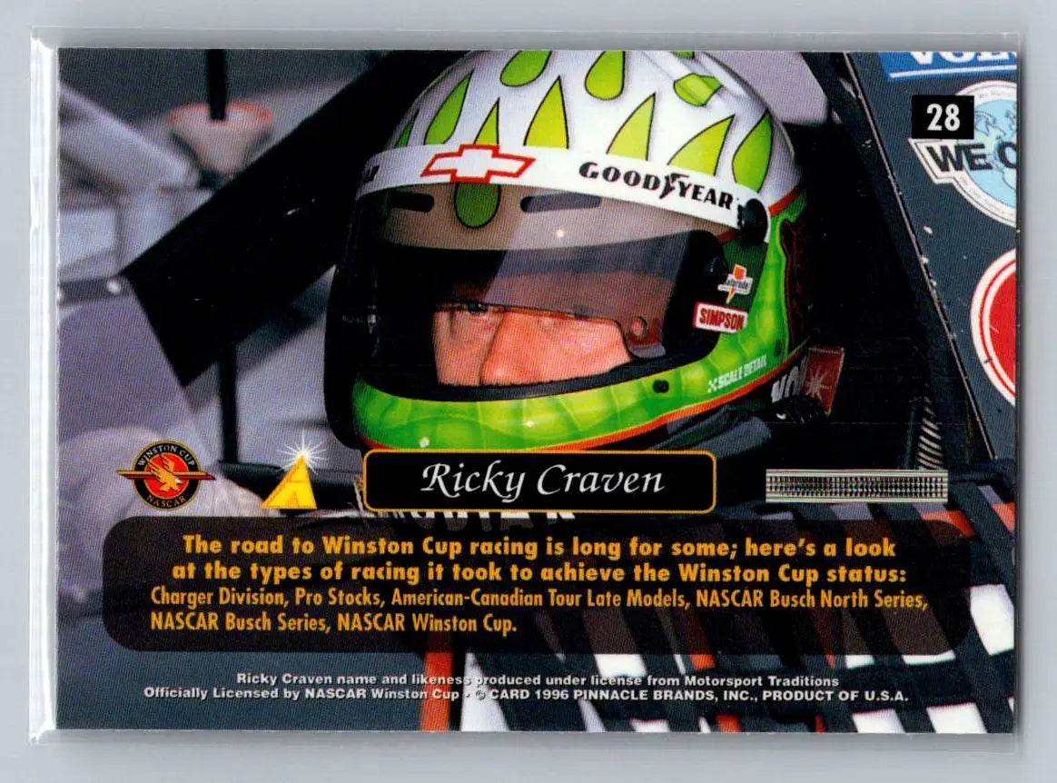 1996 Pinnacle Zenith #28 Ricky Craven Larry Hedrick Motorsports - Racing Card Single