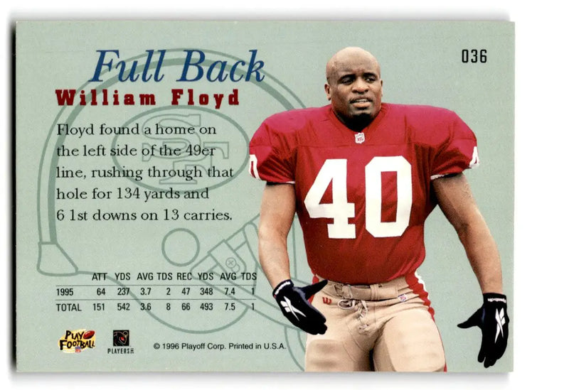 1996 Playoff Prime #036 William Floyd - Football Card Single