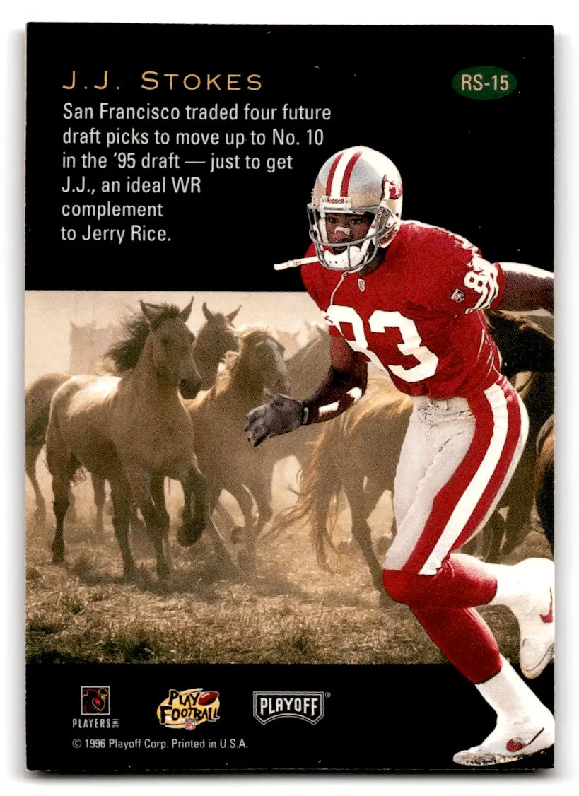 1996 Playoff Rookie Stallions J.J. Stokes #RS-15 Insert San Francisco 49ers - Football Card Single