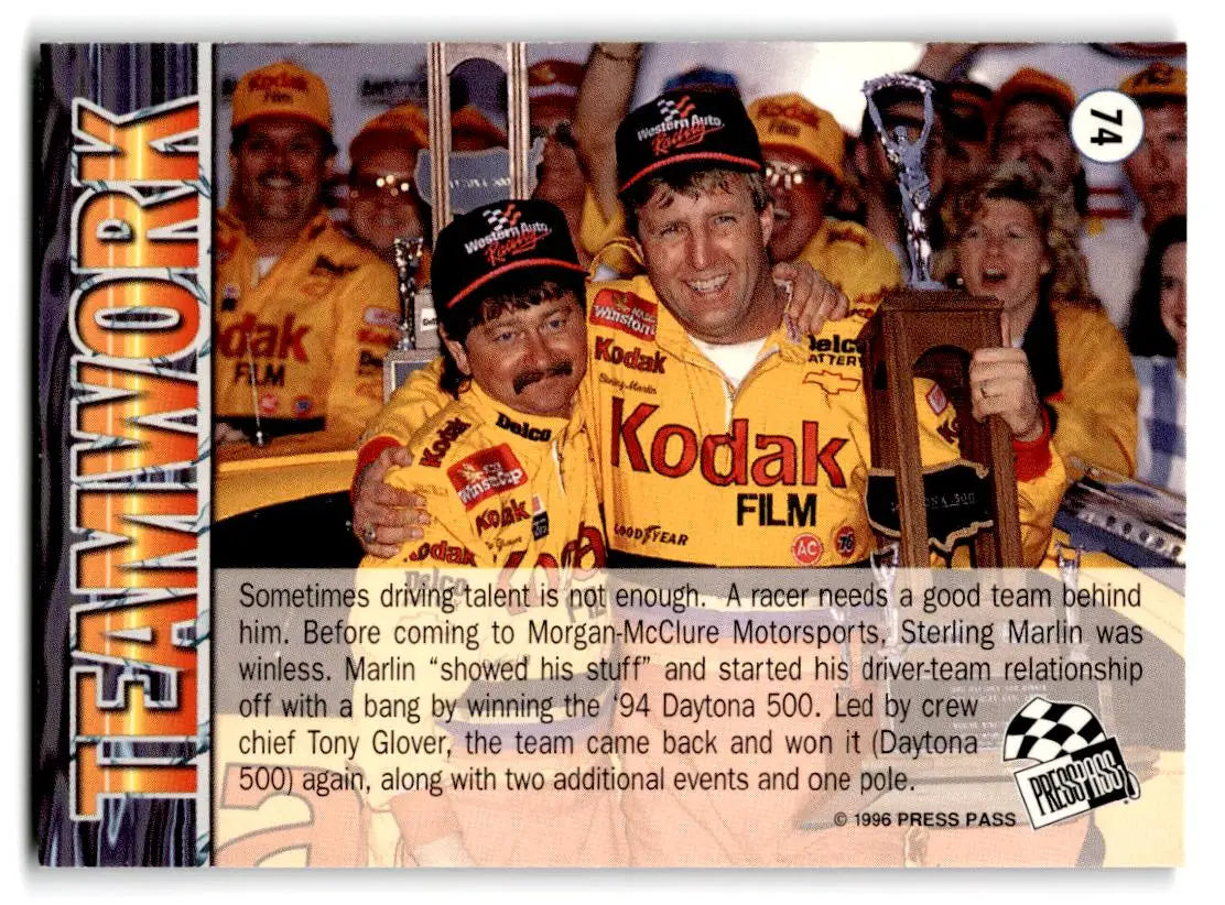 1996 Press Pass #74 Morgan-McClure Motorsports - Racing Card Single