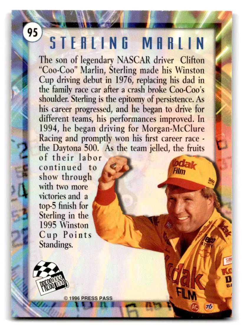 1996 Press Pass #95 Sterling Marlin - Racing Card Single