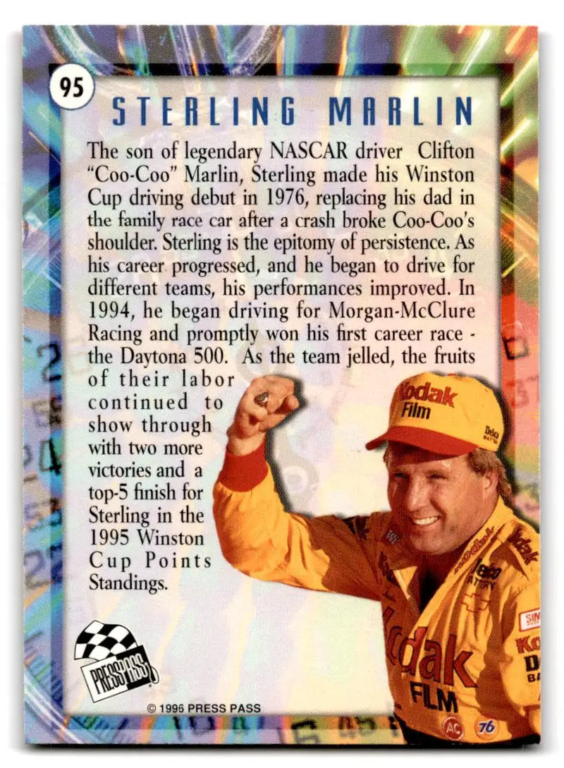 1996 Press Pass #95 Sterling Marlin - Racing Card Single
