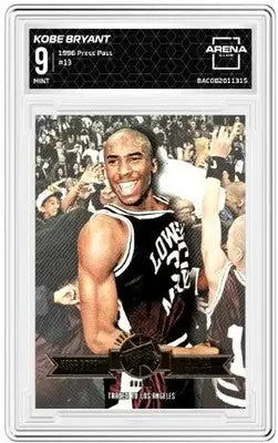 Encased 1996 Kobe Bryant rookie basketball card from Press Pass Kobe Bryant collection