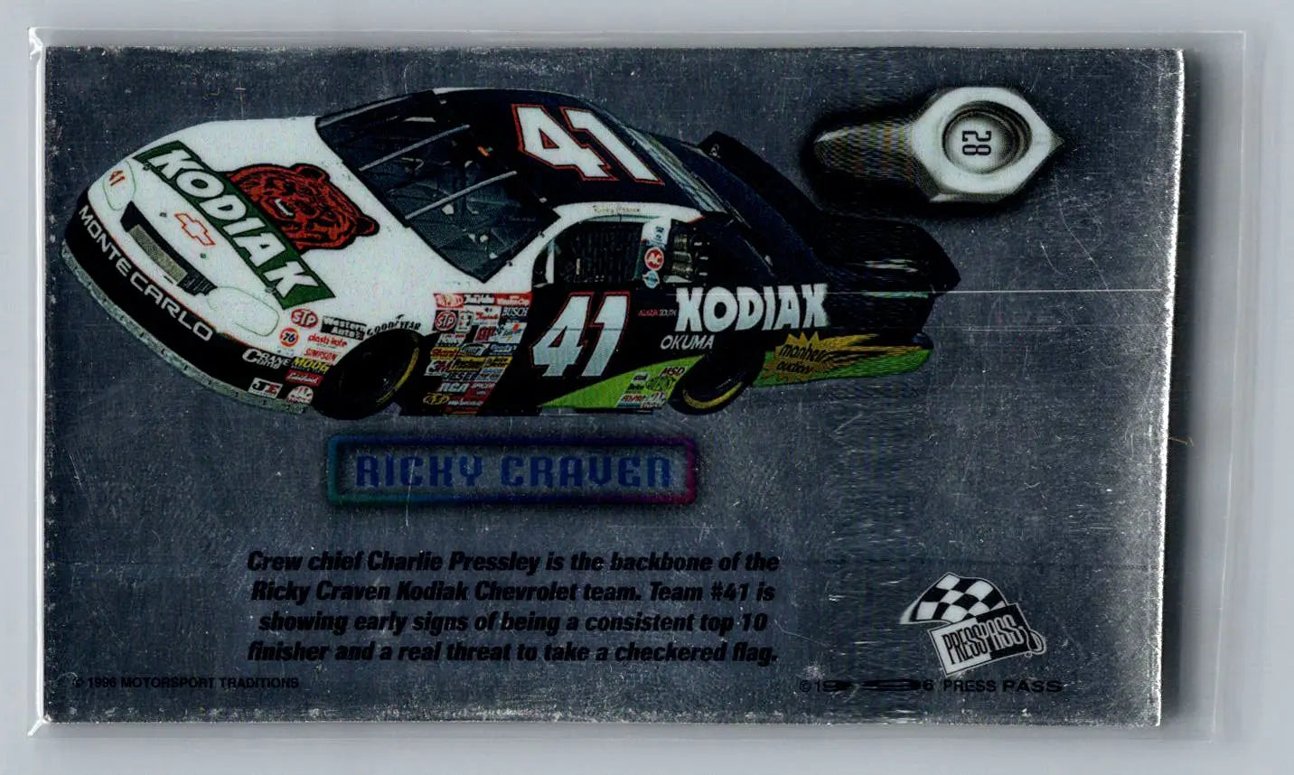 1996 Press Pass M-Force #28 Ricky Craven Larry Hedrick Motorsports - Racing Card Single