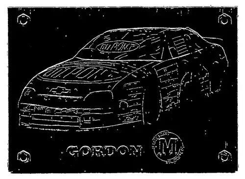 Original gloss engraved race car plaque from 1996 Press Pass S10 Jeff Gordon’s Car