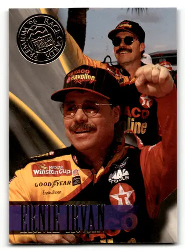 Ernie Irvan racing card from 1996 Press Pass Premium collection in near mint condition