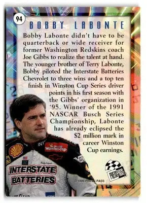 1996 Press Pass Shattered Bobby Labonte #94 Joe Gibbs Racing - Racing Card Single