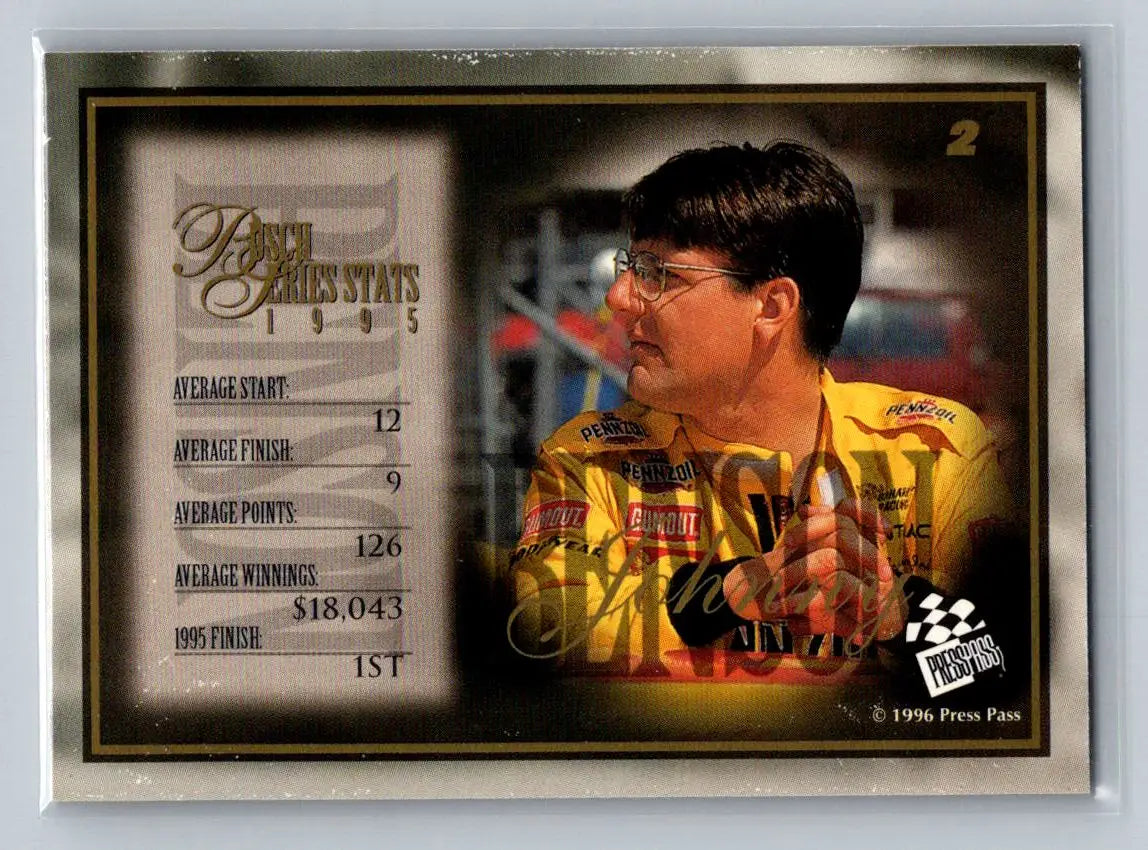 1996 Press Pass VIP #2 Johnny Benson Bahari Racing - Racing Card Single