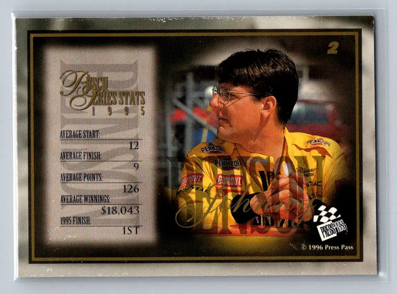 1996 Press Pass VIP #2 Johnny Benson Bahari Racing - Racing Card Single