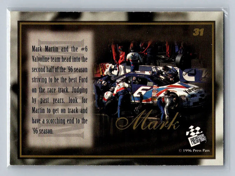 1996 Press Pass VIP #31 Mark Martin Roush Racing - Racing Card Single