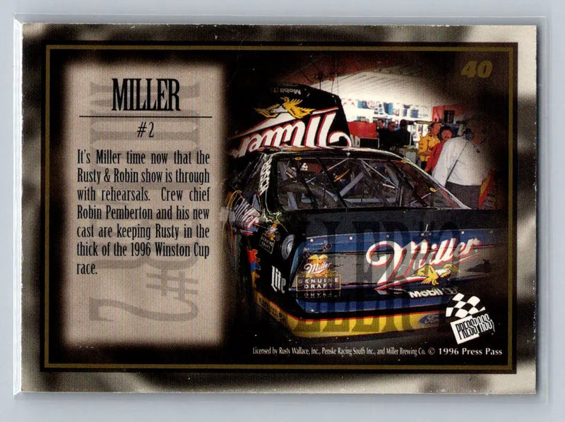 1996 Press Pass VIP #40 #2 Miller Penske Racing South - Racing Card Single