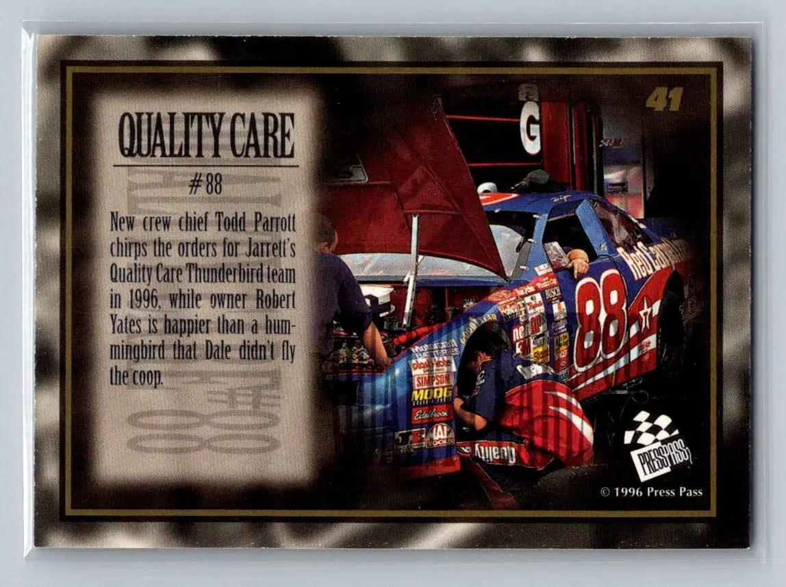 1996 Press Pass VIP #41 #88 Quality Care Robert Yates Racing - Racing Card Single