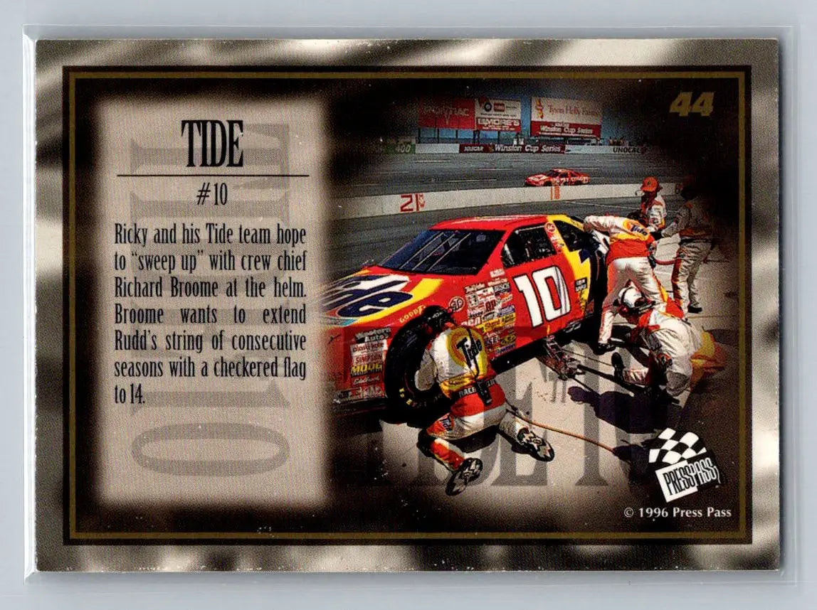1996 Press Pass VIP #44 #10 Tide Rudd Performance Motorsports - Racing Card Single