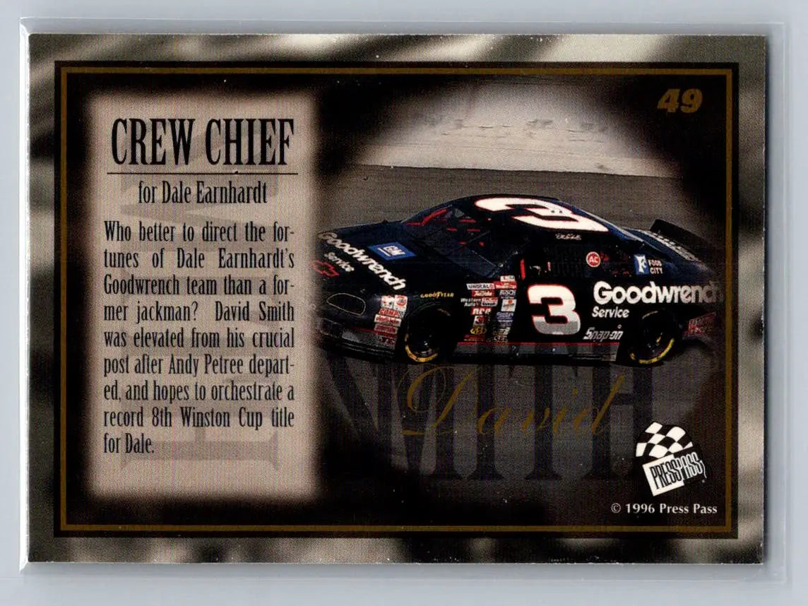1996 Press Pass VIP #49 David Smith Richard Childress Racing - Racing Card Single
