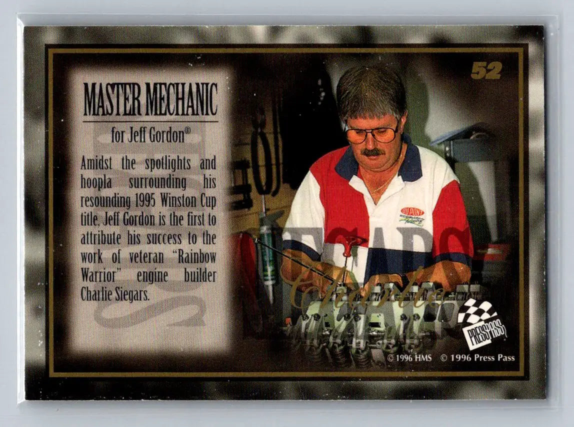 1996 Press Pass VIP #52 Charlie Siegars Hendrick Motorsports - Racing Card Single