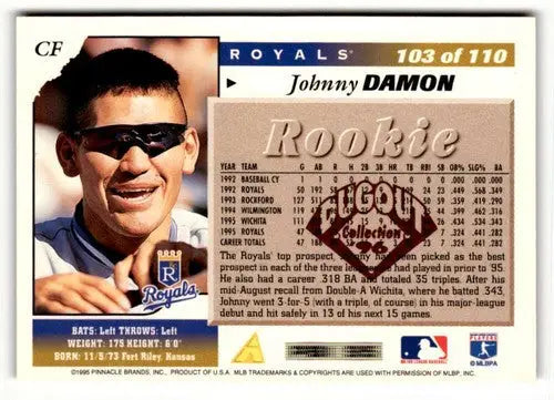 Original gloss Johnny Damon rookie Kansas City Royals baseball card 1996 Score #103