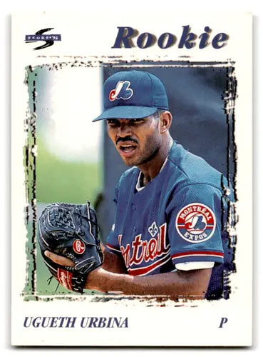 Baseball rookie card of Ugueth Urbina from 1996 Score Excellent Expos with original gloss