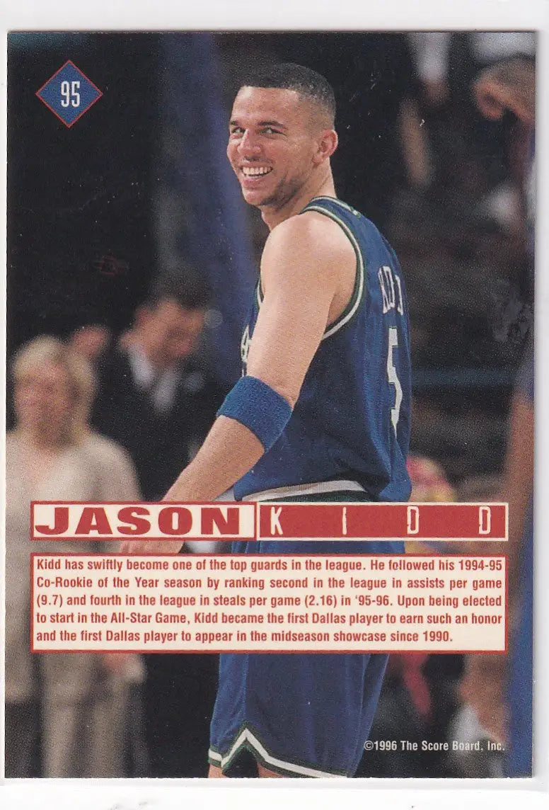 1996 SCORE #95 JASON KIDD- DALLAS MAVERICKS - Basketball Card Single