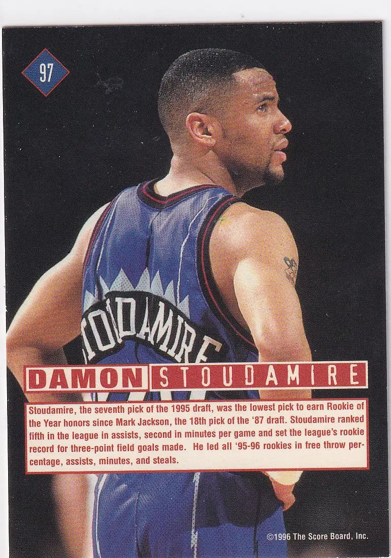 1996 SCORE #97 DAMON STOUDAMIRE- TORONTO RAPTORS - Basketball Card Single