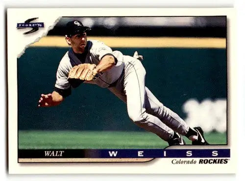 Original gloss Walt Weiss Colorado baseball card from 1996 Score #98 Weiss Colorado Rockies