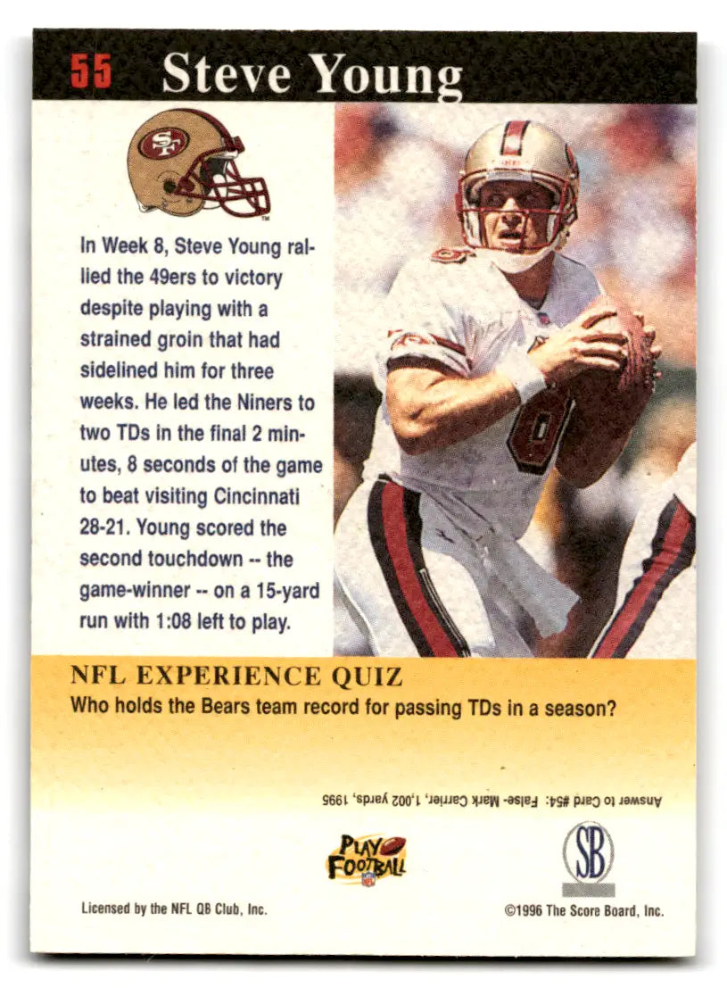 1996 Score Board NFl Experience #55 Steve Young 49ers - Football Card Single