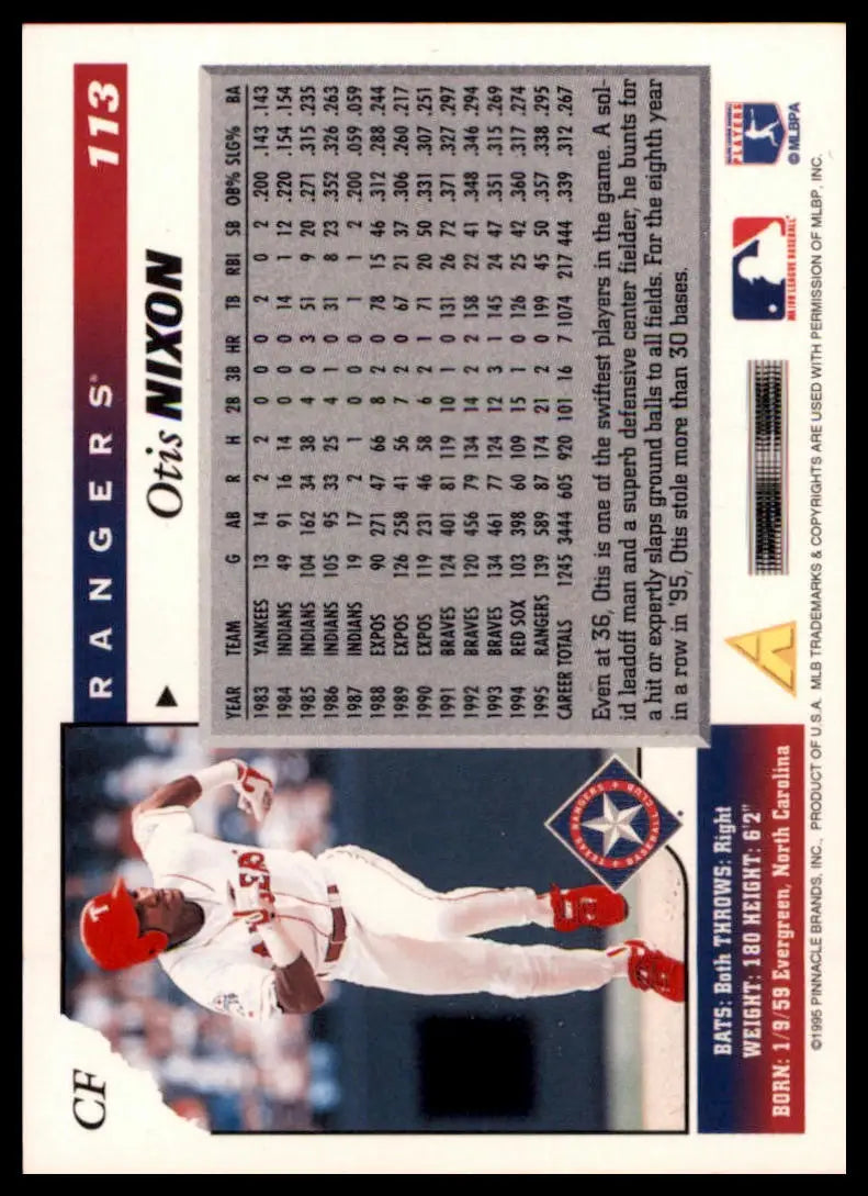 1996 Score Otis Nixon 113 Texas Rangers NM - Baseball Card Single