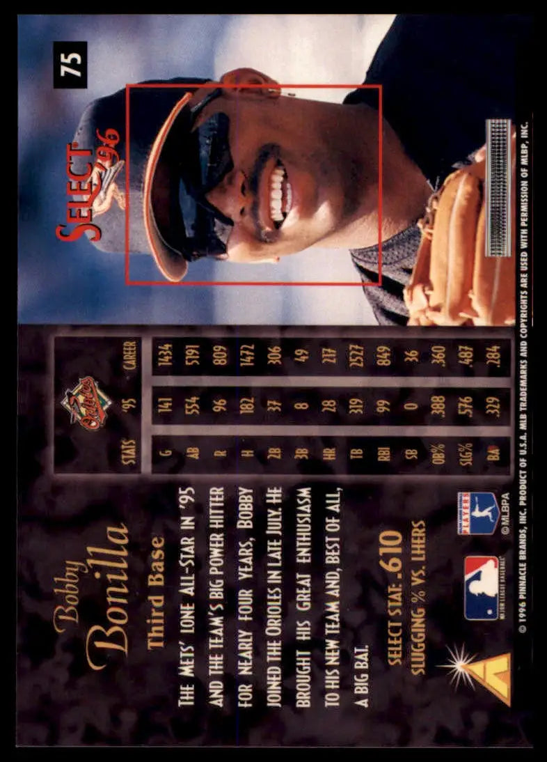 1996 Select Bobby Bonilla 75 Baltimore Orioles NM - Baseball Card Single