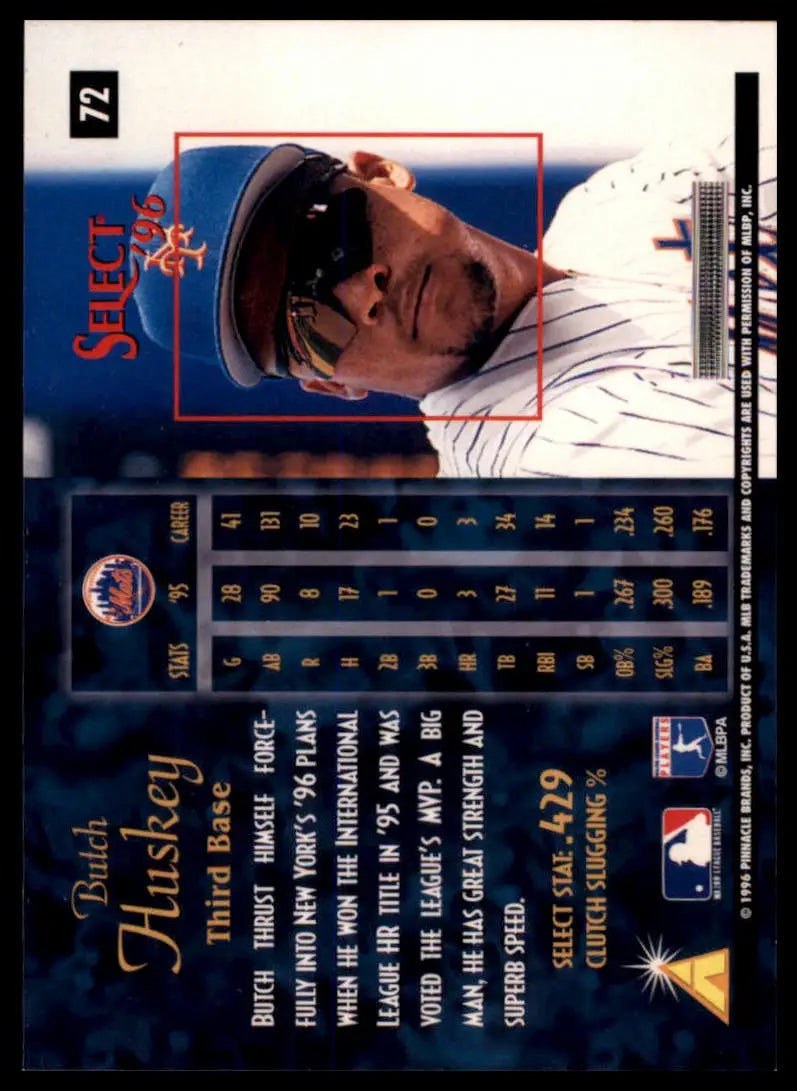 1996 Select Butch Huskey 72 New York Mets NM - Baseball Card Single