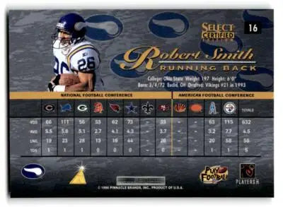 1996 Select Certified #16 Robert Smith - Football Card Single