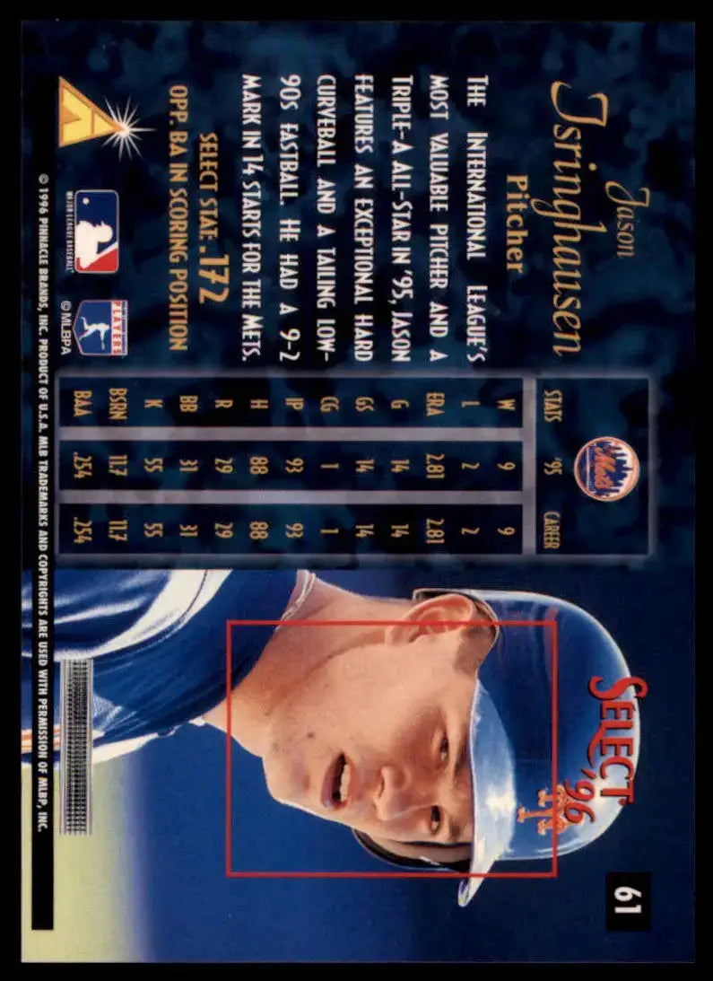 1996 Select Jason Isringhausen 61 Detroit Tigers NM - Baseball Card Single