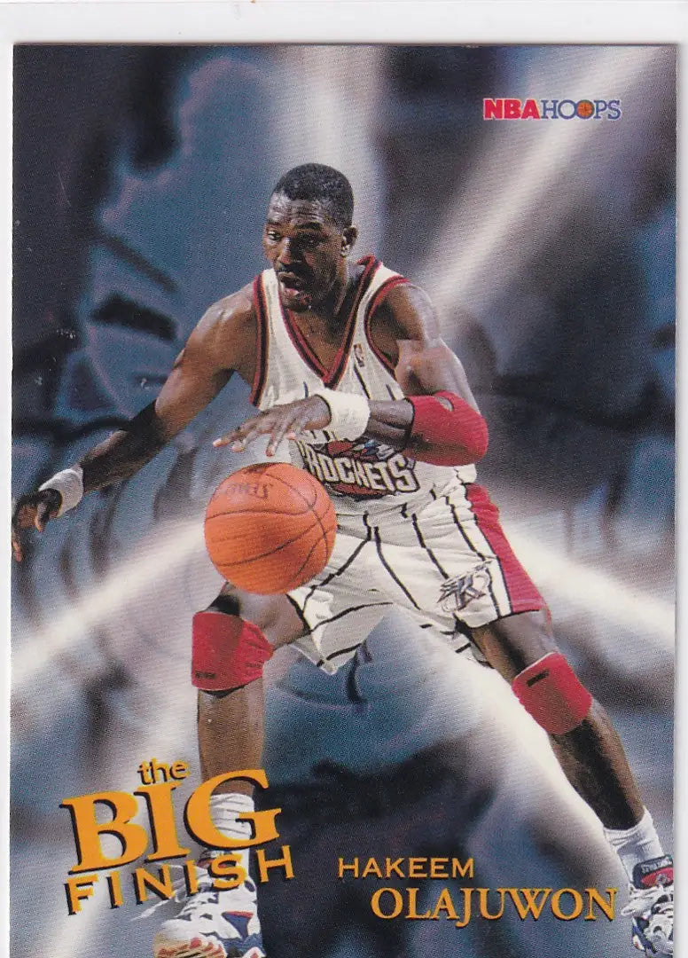 1996 SKYBOX #180 HAKEEM OLAJUWON THE BIG FINISH- HOUSTON ROCKETS - Basketball Card Single