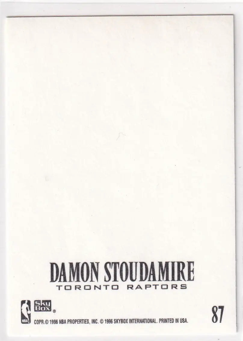 1996 SKYBOX #87 DAMON STOUDAMIRE Z FORCE- TORONTO RAPTORS - Basketball Card Single