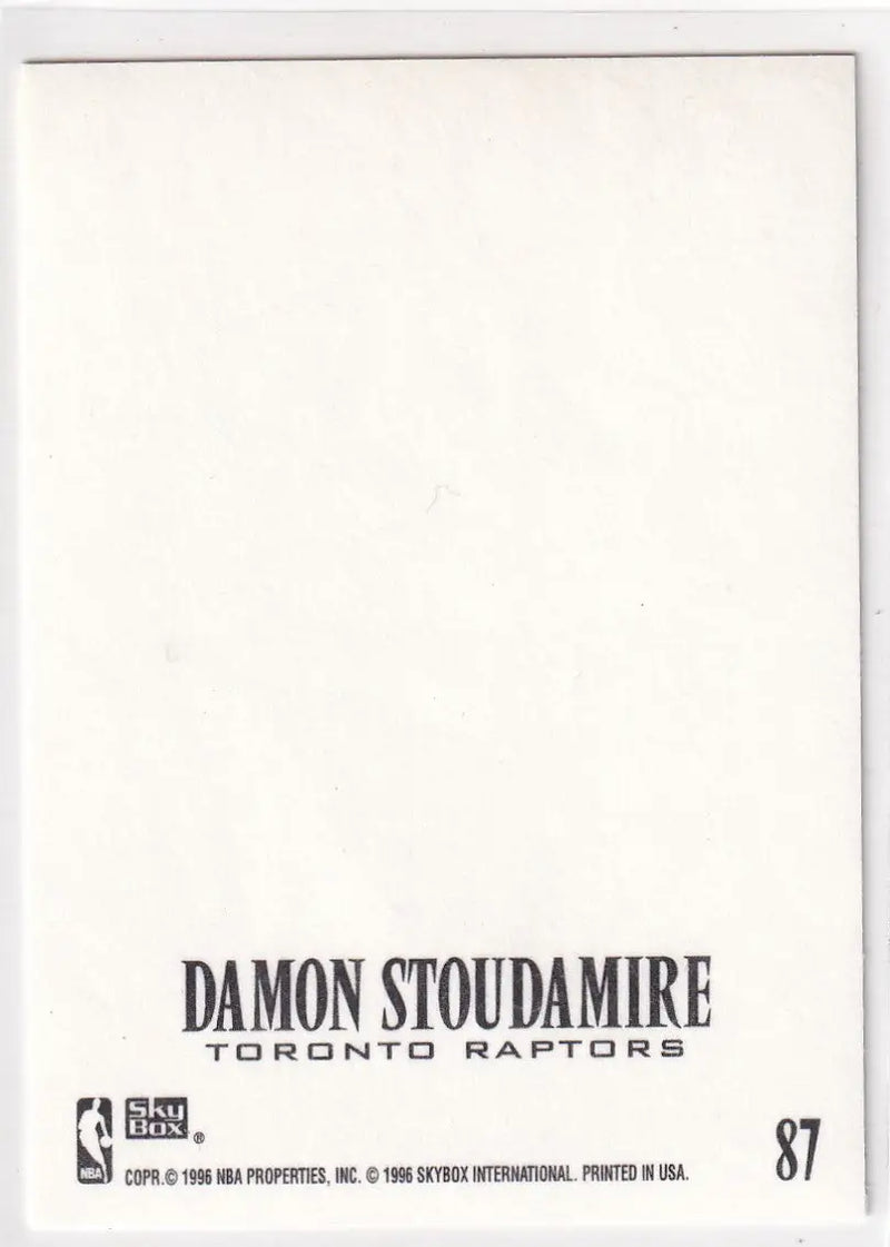 1996 SKYBOX #87 DAMON STOUDAMIRE Z FORCE- TORONTO RAPTORS - Basketball Card Single