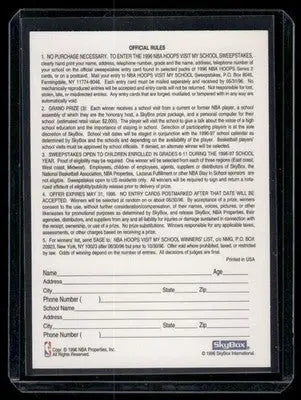 1996 SkyBox NBA Hoops Grant Hill Visit My School Sweepstakes Basketball - Basketball Card Single