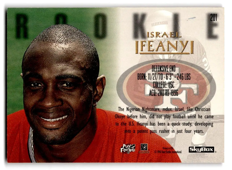1996 SkyBox Premium #201 Israel Ifeanyi - Football Card Single
