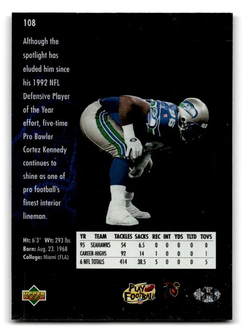 1996 SP #108 Cortez Kennedy - Football Card Single