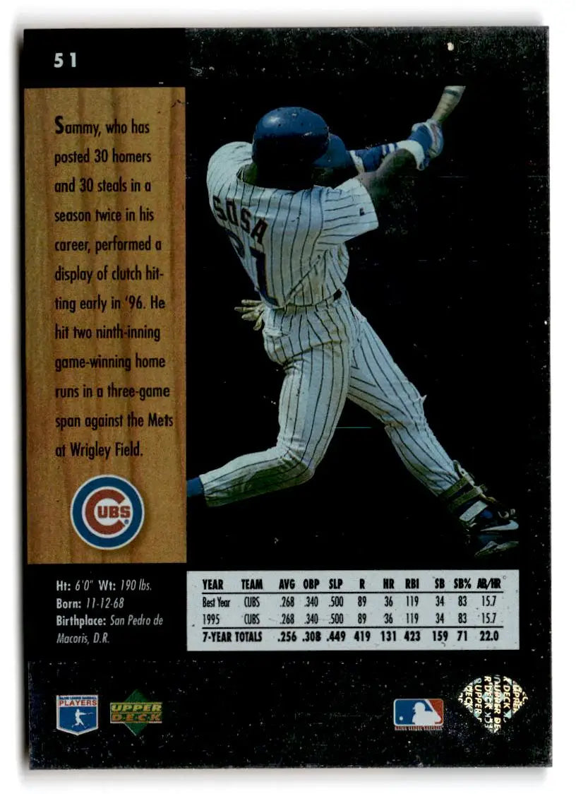 1996 SP #51 Sammy Sosa - Baseball Card Single
