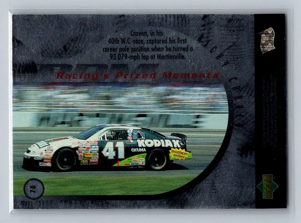 1996 SP #78 Ricky Craven Larry Hedrick Motorsports - Racing Card Single