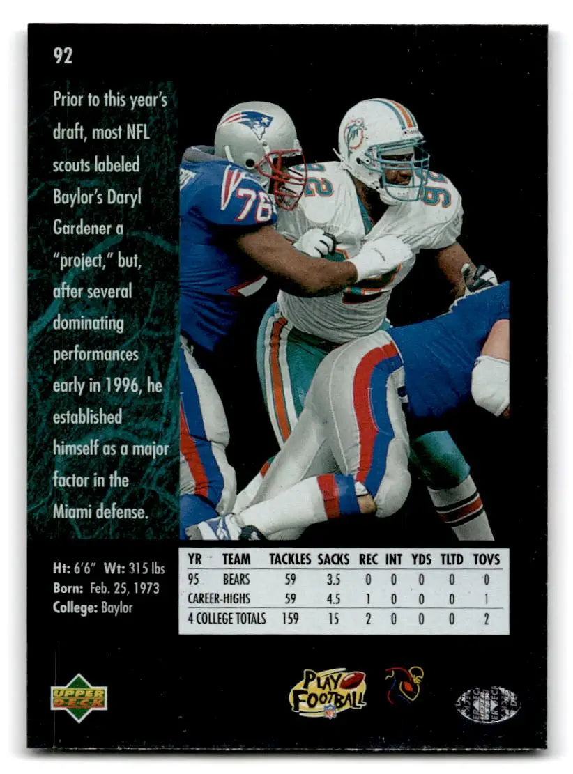 1996 SP #92 Daryl Gardener - Football Card Single