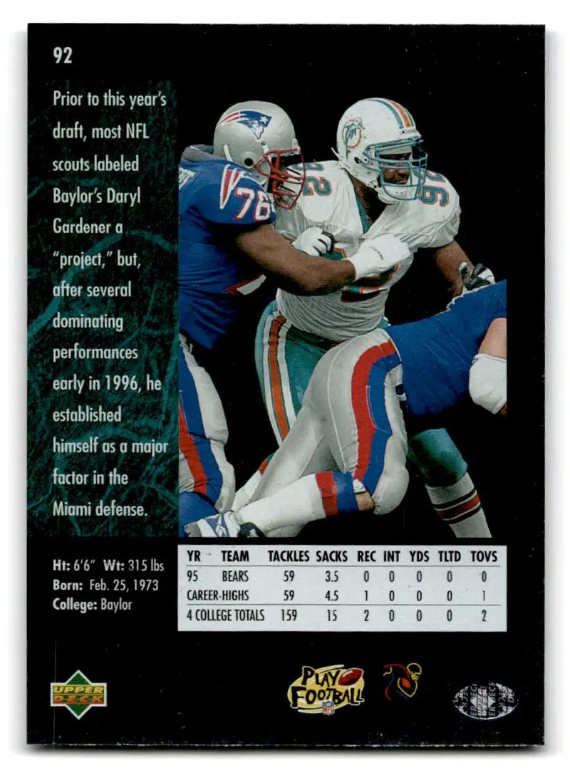 1996 SP #92 Daryl Gardener - Football Card Single